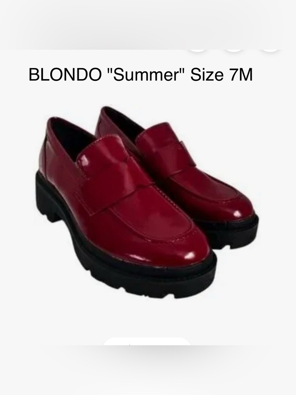 Blondo "SUMMER" Burgundy Patent Leather Chunky Penny Loafers NWT Size 7